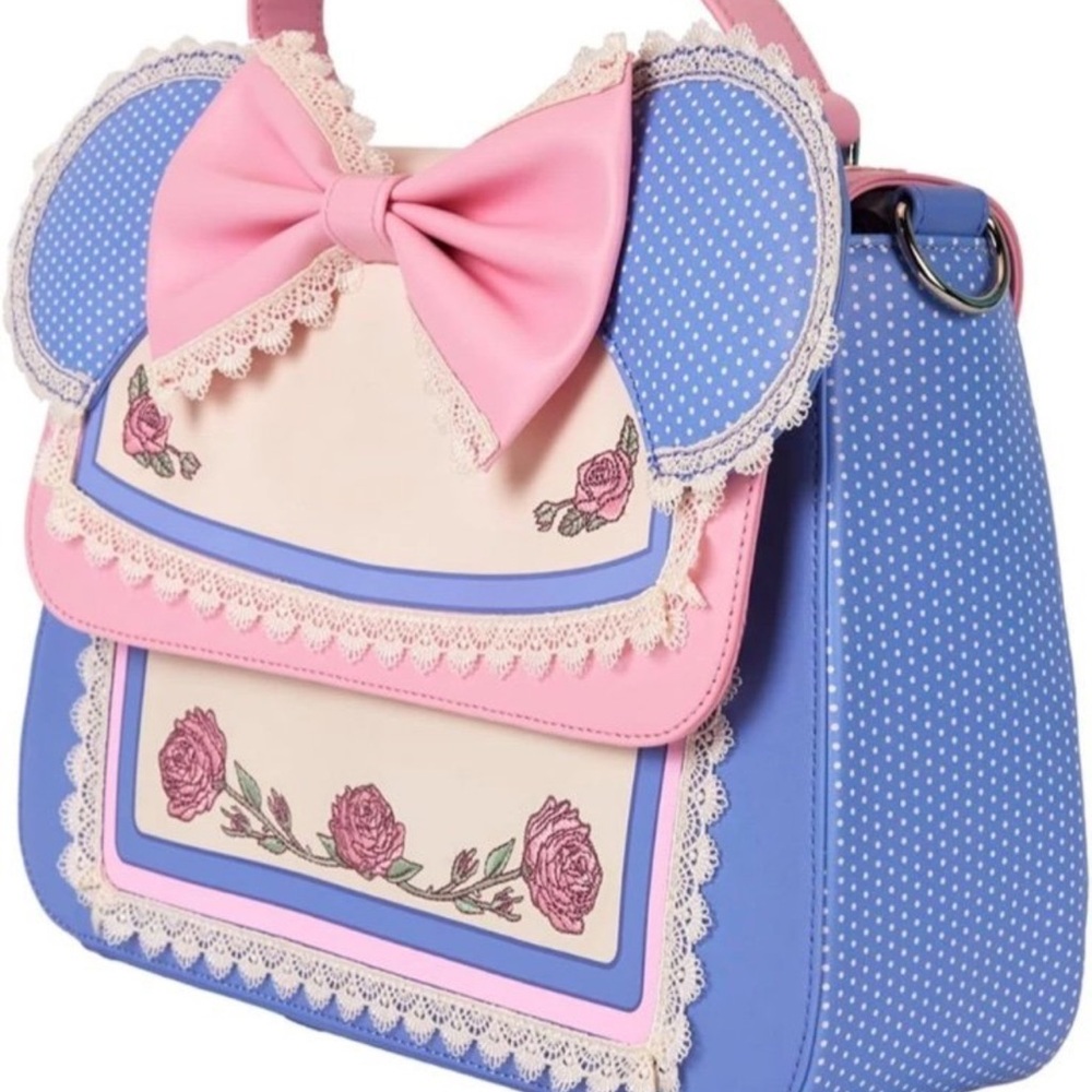 Loungefly Disney Minnie Mouse Floral & Lace Crossbody Bag With Matching Wallet - Picture 2 of 8